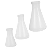 Cabilock 3 Stück Teiliges Kunststoff Erlenmeyerkolben Transparent Laborflasche Praktischer Konischer Kolben Stabiler Stand Wissenschaftliches Experiment Zubehör
