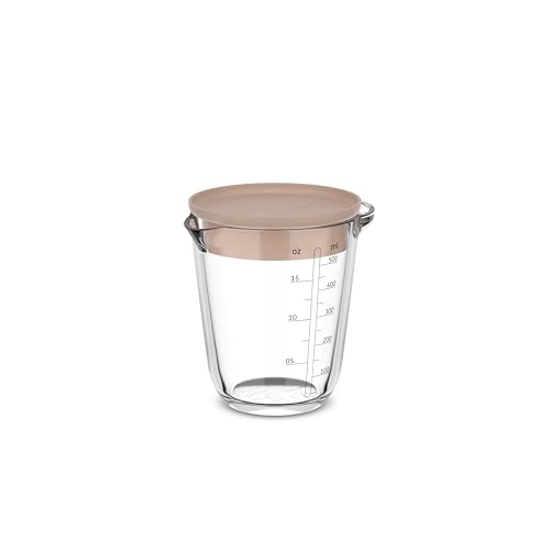 Mepal - Vaso medidor de cristal con tapa Chef it - Escala grabada fácil de leer - Apto para microondas y horno (sin tapa) - Vidrio de alta calidad - Apto para lavavajillas - 500 ml - Chalk