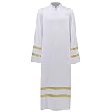 MYAYD White Priest Robe Cassock Church Robe Choir Minister Clergy Pulpit Liturgical Costume (XL)