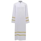 MYAYD White Priest Robe Cassock Church Robe Choir Minister Clergy Pulpit Liturgical Costume (2XL)