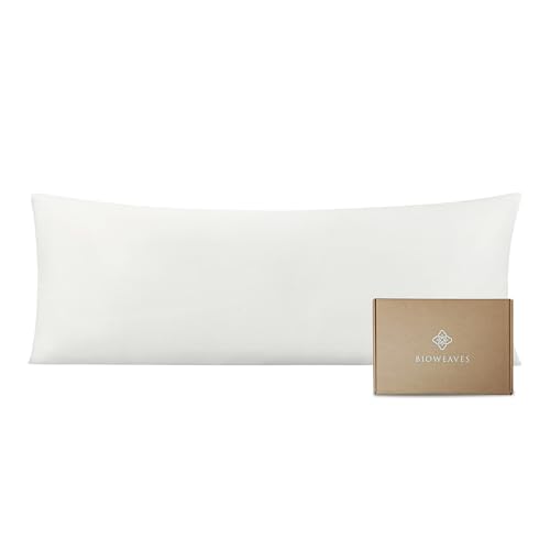 BIOWEAVES 100% Organic Cotton Body Pillow Cover for Body Pillowcases 300 Thread Count Soft Sateen Weave GOTS Certified with Zipped Closure - 21 x 54 White