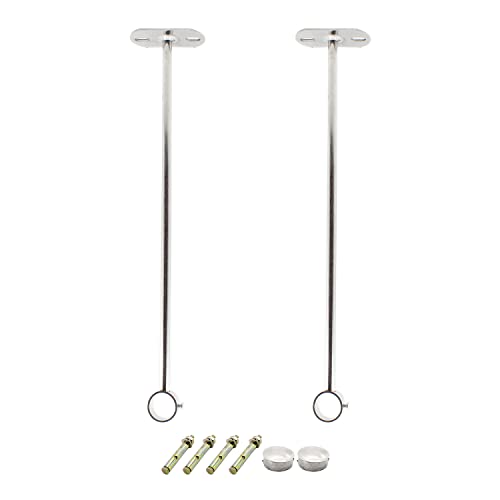 Ulifestar 2 Pack Ceiling Mount Bracket, Stainless Steel Wardrobe Pipe Bracket Rod Holder Ceiling Holder, Shower Curtain Closet Wardrobe Rod Lever Support Holder Pipe Flange Socket 25x500mm/1x20''