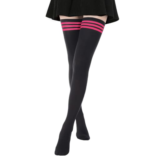 Image of DRESHOW Extra Long High Thigh Socks Striped Over Knee Thin Tights Long Stocking