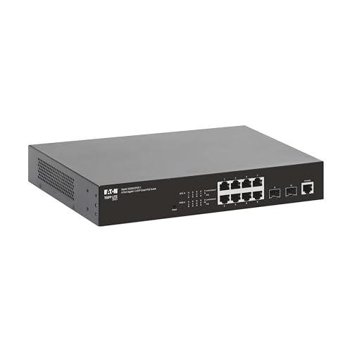 Image of Eaton Tripp Lite Series 8‑Port Gigabit Managed PoE+ Switch with 2 SFP Ports, Easy Smart Web‑Managed Layer 2 Ethernet Splitter, 140W, 1 Gbps, 1U Rack Mount or Desktop, 3‑Year Warranty (NGS8C2POE-1)