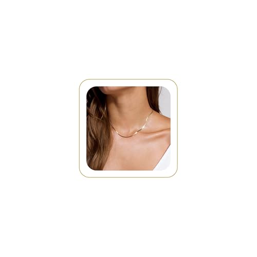 Tewiky Gold Chain Necklace for Women, 14k Gold Plated Thin