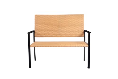 Image of Amazon Brand - Solimo Rattan and Wicker 2 Seater Garden Bench | Durable Outdoor Park Bench for Balcony Patio, Living Room, Terrace | Ideal Indoor and Outdoor Seating Furniture (Light Brown)