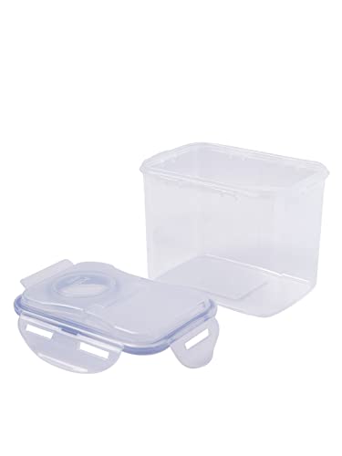 Image of LocknLock Classic Rectangular Plastic Airtight Food Storage Container With Leak Proof Flip Lid, 1 Liter, 1 Piece, Transparent