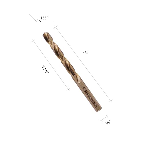 3/8" M35 Cobalt Hss Jobber Length Twist Drill Bit With Straight Shank,Heavy Duty, Pack Of 10 Pcs, Drilling For Cast Iron, Heat-Treated Steel, Stainless Steel And Other Hard Materials #TOP2
