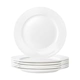 YALONG White Ceramic Dinner Plates Set of 4, 10 Inch Porcelain Dinner Plates for Salad, Pasta, and Steak – Microwave and Dishwasher Safe Dinnerware