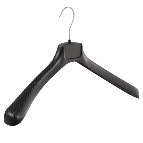 Cintre à vêtements, Robe, Manteau, Veste, Lot de 10 pièces, Plastique, Noir, Épaules Larges, Crochet tournant à 360°, 48 cm (FG48_00/10)