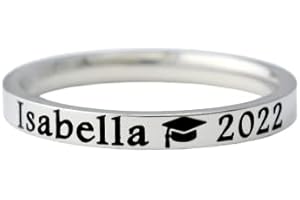 Name Graduation Ring: Custom Stainless Steel Stacking Band Ring, Unique Class of...