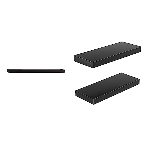 Inplace Shelving, Black 0191402 36 In W X 10 In D X 2 In H Floating Wall Shelf & Amada Homefurnishing Floating Shelves Wall Mounted, 24 X 9 Inch Wall Shelves - Amfs05 #TOP6