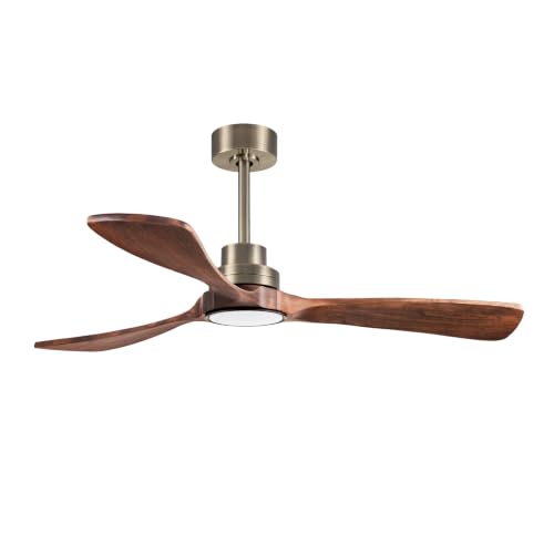 Image of 52inch silent ceiling fan with remote control, in antique bronze and walnut