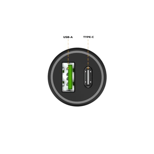 Gshield Carregador Veicular Turbo Armor Universal 20w com 2 Entradas USB A + USB Tipo C, Carregament