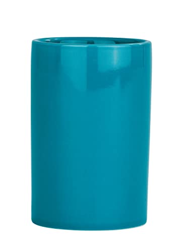 WENKO Porte Brosse à Dents, gobelet Salle de Bain Polaris, Bleu Turquoise, Céramique, ø7,5 x 11...