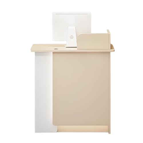 Scrivania moderna per salone e ufficio, color pesca e grigio,