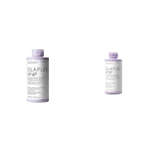 OLAPLEX Nº4P Blonde Enhancer Toning Shampoo 250ml + Acondicionador para Cabellos Rubios o Canosos Olaplex Blonde Enhancer Nº 5P 250 ml