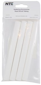 NTE Electronics 47-25406-W Heat Shrink Tubing, Dual Wall with Adhesive, 31 Shrink Ratio, 1/2" Diameter, 6" Length, White Pack of 4