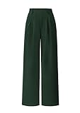 PRETTYGARDEN Women's Wide Leg Dress Pants Dressy Casual High Elastic Waisted Work Office Trousers Palazzo Pants (Dark Green,Medium)