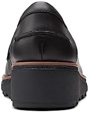Clarks womens Sharon Gracie Penny Loafer, Black Leather With Dark Tan Welt, 10 US | Image 4