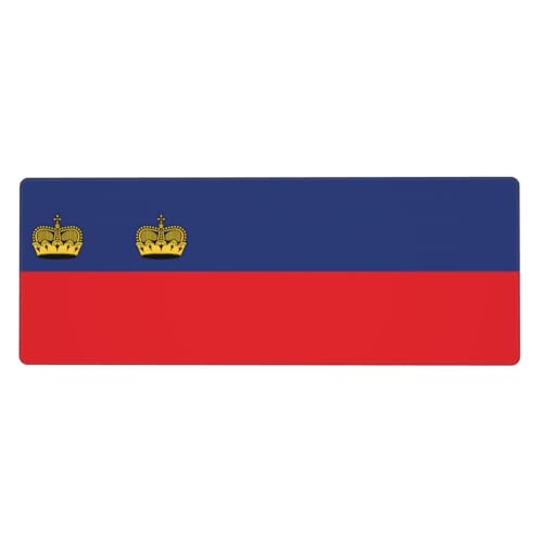 KKAFGBV Grand tapis de souris imprimé drapeau du Liechtenstein - 11,8 x 31,5 pouces antidérapant et imperméable pour clavier, ordinateur