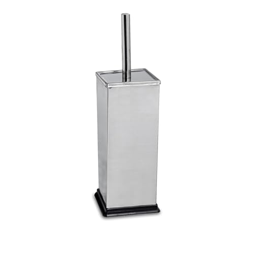 Harbour Housewares Chrome Square Toilet Brush and Holder – Stainless Bathroom Accessory with Enclosed Design – Rust Resistant, Compact and Hygienic Cleaning Solution for Modern Home Interiors