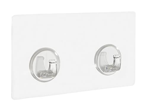WENKO Static-Loc® Colgador con ganchos transparente - gancho mural, fijar sin taladrar, Plástico (PET), 14.5 x 2 x 8 cm, Transparente Cover