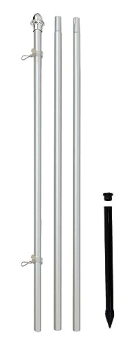 10ft Aluminum (Silver) Outdoor Pole With Ground Spike