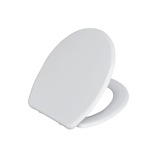SINOBATH Asiento de inodoro termoestable premium en forma de O con bisagras de acero inoxidable y función de cierre suave