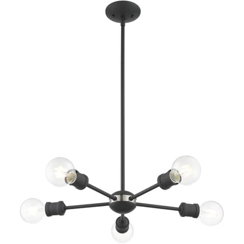Image of Livex Lighting 46135-76 5 Light Scandinavian Gray Chandelier