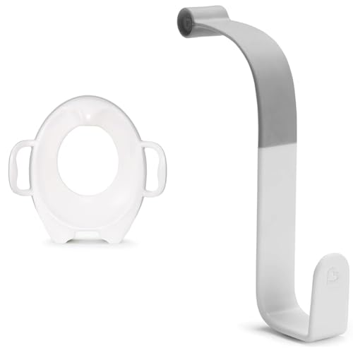 Image of Munchkin Sturdy Potty Training Seat, Grey & Hooked Potty Ring Storage Hook, Grey
