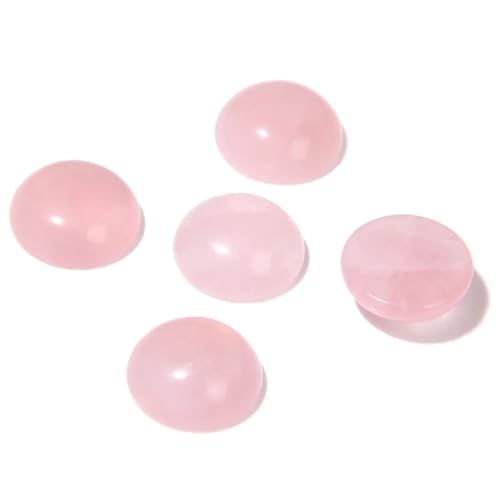 20pcs 14mm Natural Stone No Hole Rose Quartz Semicircle Smooth Cabochons Beads Healing Chakra Crystal Stone Bead for Jewelry Making Rings Earrings Necklace Bracelet DIY Crafts