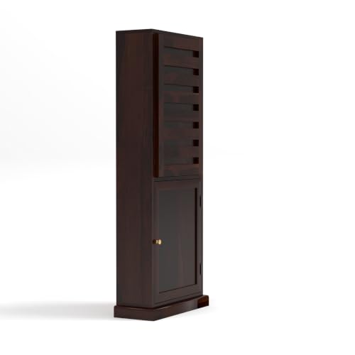 Image of Sheesham Wood Study Table with Bookshelf & Storage Cabinet | Space Saving Writing Desk for Home Office & Study Room (Walnut Finish)