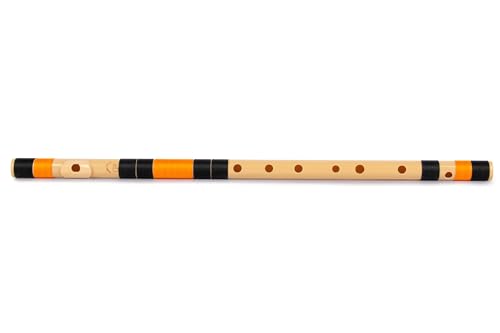 Radhe Flutes G Sharp Bansuri für Rechtshänder, Schwarz und Orange, gestimmt mit Tanpura A = 440 Hz, PVC-Flöte + Hindi- und Englischflötenunterricht
