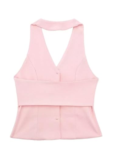 Women Two Piece Set Solid Tank Tops & Straight Leg Pants Vintage V-Neck Single Breasted Female Chic Pants Suit Gray Vest S3