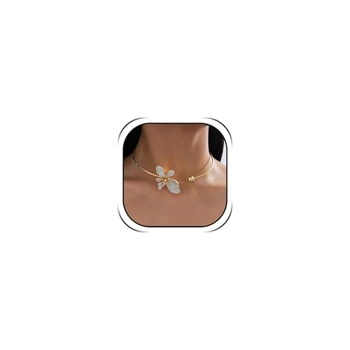 Zurlcdye Flower Necklace for Women Gold Flower Choker Cuff Necklaces Dainty Floral Pendant Cute Statement Chunky Necklace Y2K Birthday Summer Beach Vacation Wedding Prom Outfits Jewelry Gifts