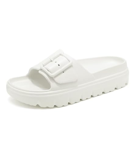 Image of Haifago Womens Platform Sandals with Arch Support, Summer Beach Slides with Adjustable Buckle, Comfort Lightweight Chunky Cushion Slip on Sandal