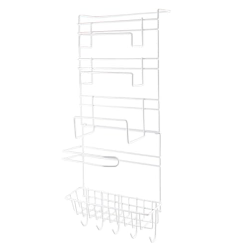 UKCOCO Estante Colgante sin Perforaciones para Refrigerador Soporte de Almacenamiento Metálico Plegable Multicapa 3 Ganchos Adhesivos Adecuado para Cocina y Organización