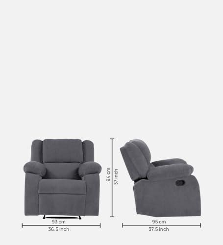 Image of Mintwud Pepperfry Fabric Manual Rocking Recliner Chair Single Seater Sofa | Premium Lounge Chair with Back Support Leg Rest & 3 Recline Modes | Soft Cushion Recliner for Home (Grey)