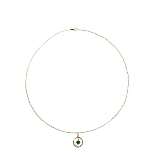 Collier cristal émeraude pendentif cercle géométrique chaîne de clavicule