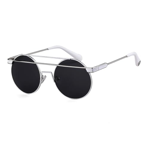Lunettes de soleil mode vintage steampunk rondes métal miroir homme femme