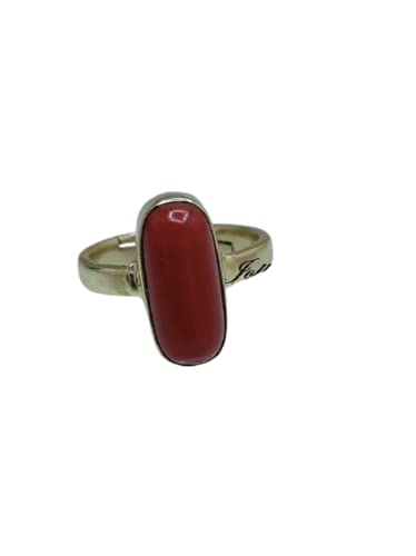 Red Coral Ring Certified Natural 7.25 Ratti Red Coral Ring Astrological Purpose Ring Moonga Stone Ring Adjustable Panchdhatu Gemstone Ring For Christmas Gift Men's & Women's By SHIV JEWELS.