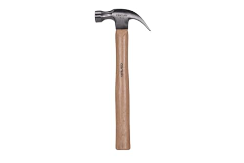 Image of Century Drill & Tool 72274 Wood Handle Hammer, 16 oz., Claw Style: Curved | 12-5 /8 inch overall length, cuts steel & wood, high carbon steel