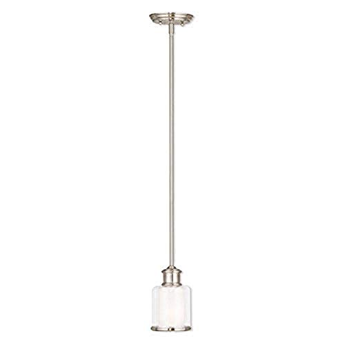 Livex Lighting 40210-91 Transitional One Light Mini Pendant from Middlebush Collection in Pwt, Nckl, B/S, Slvr. Finish, Brushed Nickel