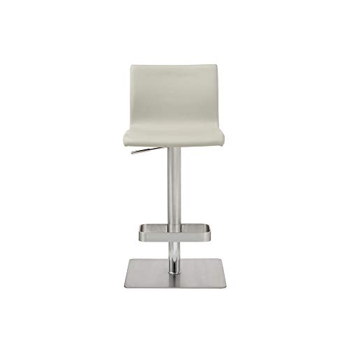 Taburete Bar Watson Altura Ajustable Gris Claro Cuero Sintético Base Cuadrada de Acero Inoxidable con Reposapiés Rectangular Diseño Elegante y Cómodo miniatura 4