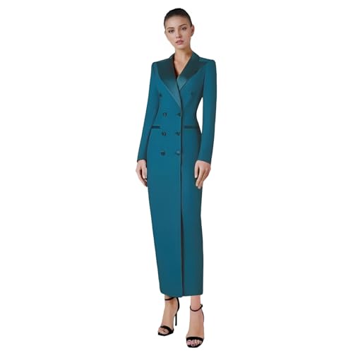 TIANMEI Womens Tuxedo Dress Maxi Formal Suit Dresses for Women Double Breasted Long Wedding Cocktail Prom Party Blazer Jacket