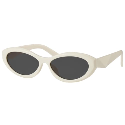 Image of mosanana Oval Cat Eye Sunglasses for Women Retro Y2K Style MS52372 | Geometric Stylish Temples, UV400 Protection, Designed for Daily Outfits, Travel and Fashion Looks