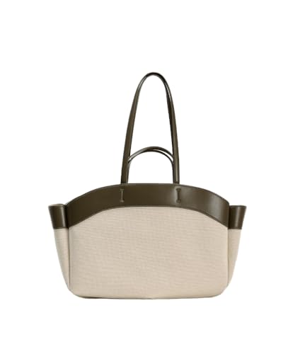 Bolso de mujer grande casual en lienzo y cuero miniatura 1
