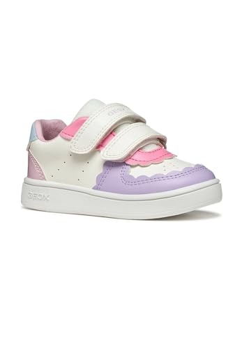Geox B ECLYPER Girl A Baskets pour Fille - Blanc Optique/Violet LT, Taille 27 EU