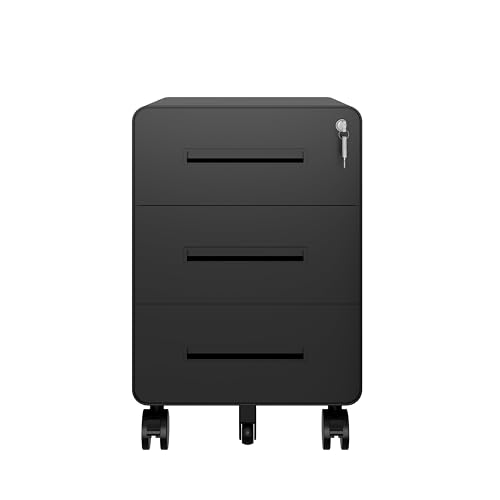 BISLEY Rollcontainer EasyRoll - mit 3 Schublade, Bürocontainer in der Farbe 633 schwarz - Rollwagen Maße: H:500 x B:400 x T:500 mm - Gebrauch für unter Schreibtisch, Akten, Dokumente, Schreibwaren